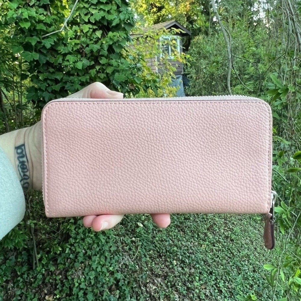 COACH Long Zip-Around Accordion Wallet Soft Pink with Silver Hardware AUTHENTIC - Picture 2 of 7